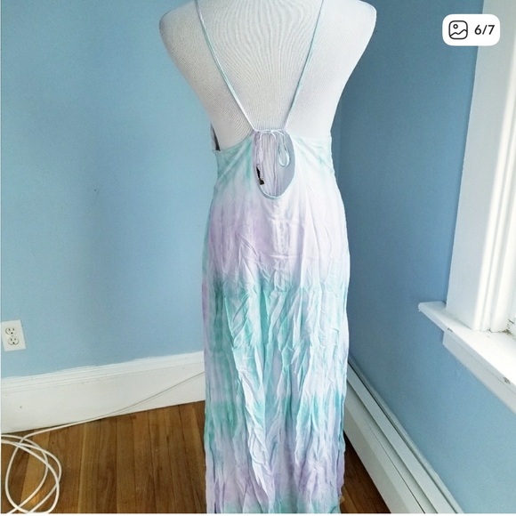 2/$40 Purple and Mint Pastel Tie Dye Maxi Dress Size Small - Picture 7 of 7